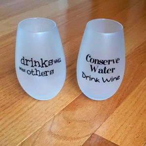 2 pc Stemless Wine Glasses